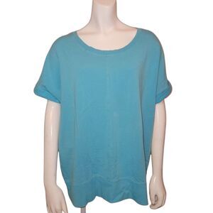 Green Tea Aqua Blue Short Sleeve Seamed T Shirt Womens Size Large